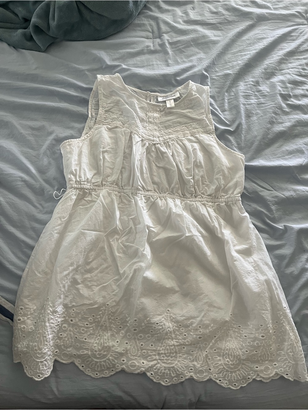 Maternity White Eyelet Cotton Tank